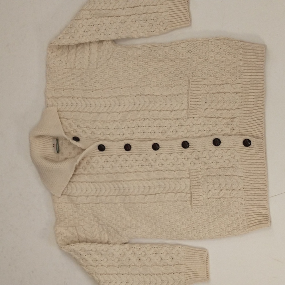 NWOT Aran Wool Fisherman Cardigan Sweater Classic Cable Knit made in Ireland XL